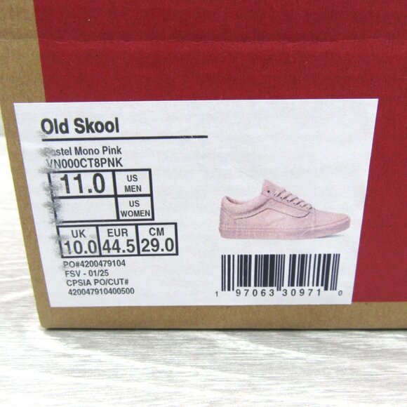 Vans Old Skool Pastel Mono Pink Men's Size 11 Sneakers NEW - Picture 13 of 13